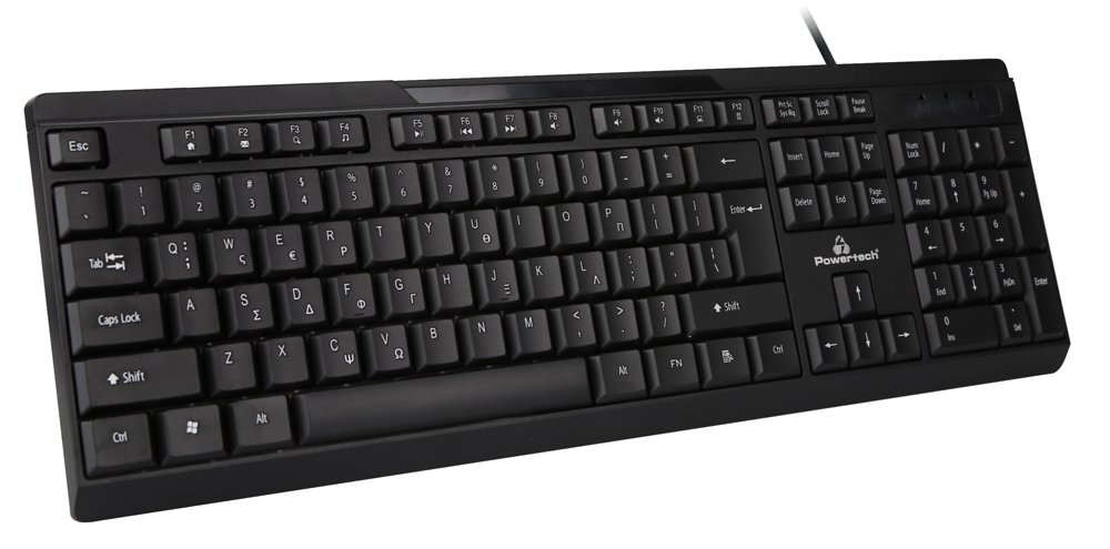 POWERTECH πληκτρολόγιο PT-1069, ενσύρματο, multimedia, EN/GR, μαύρο - Image 2