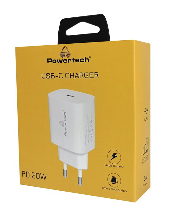 POWERTECH φορτιστής τοίχου PT-1091, USB-C, PD 20W, λευκός - Image 3
