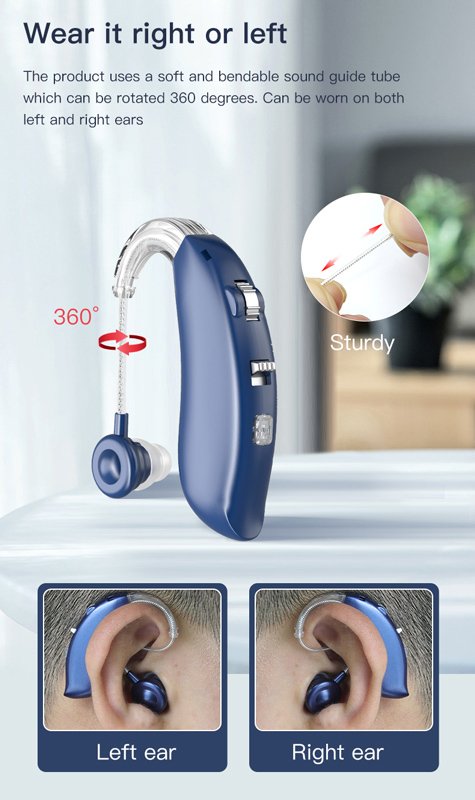 POWERTECH ακουστικό βαρηκοΐας PT-1096, επαναφορτιζόμενο, Bluetooth, μπλε - Image 2