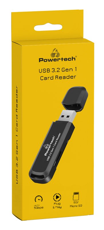 POWERTECH card reader PT-1112 για SD & micro SD, USB 3.2, 5Gbps, μαύρο - Image 3