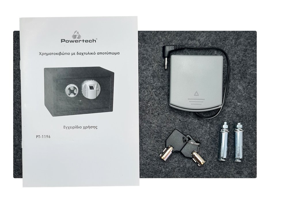POWERTECH χρηματοκιβώτιο PT-1196 με δακτυλικό αποτύπωμα, 31x20x20cm, 8kg - Image 5