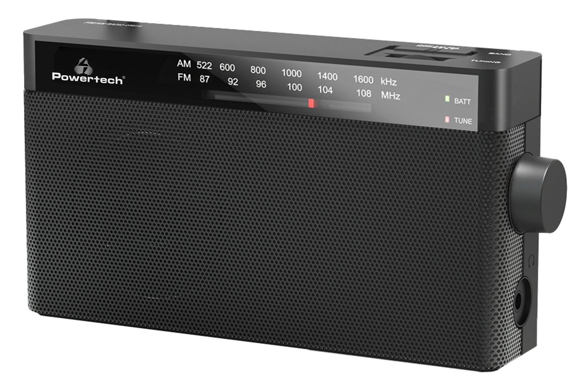 POWERTECH φορητό ραδιόφωνο PT-1244 με πτυσσόμενη κεραία, μαύρο - Image 3