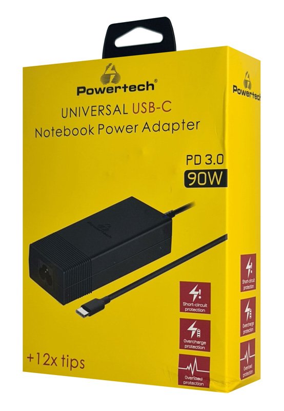 POWERTECH φορτιστής laptop PT-1256 με 12 βύσματα, USB-C PD, 90W, μαύρος - Image 4