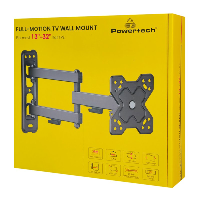 POWERTECH επιτοίχια βάση τηλεόρασης PT-1279, 13-32", έως 20kg, full motion - Image 4