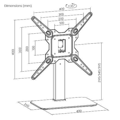 POWERTECH επιτραπέζια βάση τηλεόρασης PT-1281, 23-55", έως 40kg - Image 9