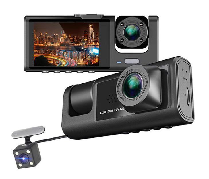 POWERTECH κάμερες αυτοκινήτου PT-1331, μπροστινή/καμπίνας/οπισθοπορείας, 2" οθόνη, 1080p/480p