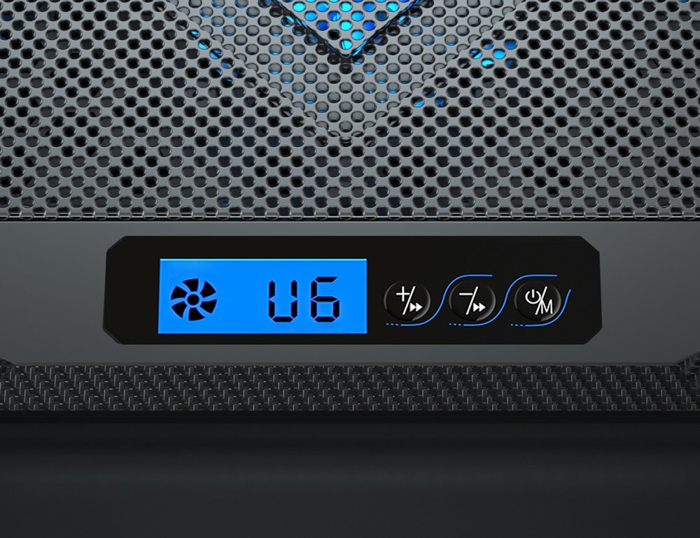 POWERTECH βάση & ψύξη laptop PT-1346, έως 15.6", 2x 125mm LED fan, μαύρη - Image 2