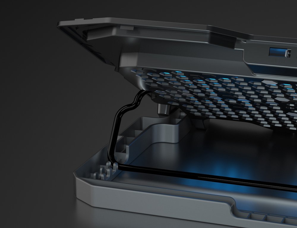 POWERTECH βάση & ψύξη laptop PT-1346, έως 15.6", 2x 125mm LED fan, μαύρη - Image 3