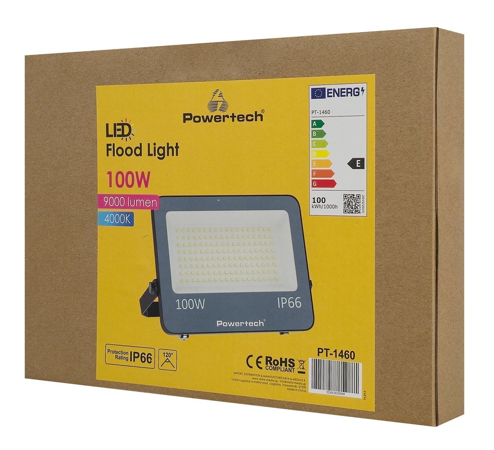 POWERTECH LED προβολέας PT-1460, 100W, 4000K, 9000lm, IP66 - Image 2