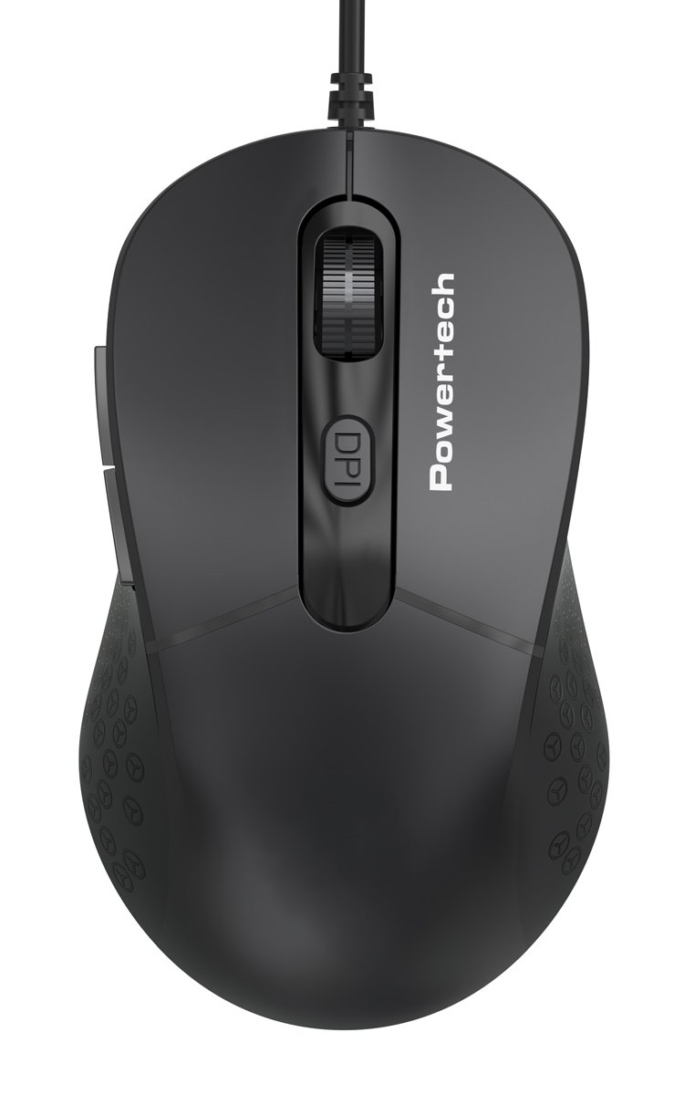 POWERTECH ενσύρματο ποντίκι PT-1467, οπτικό, έως 1600DPI, μαύρο