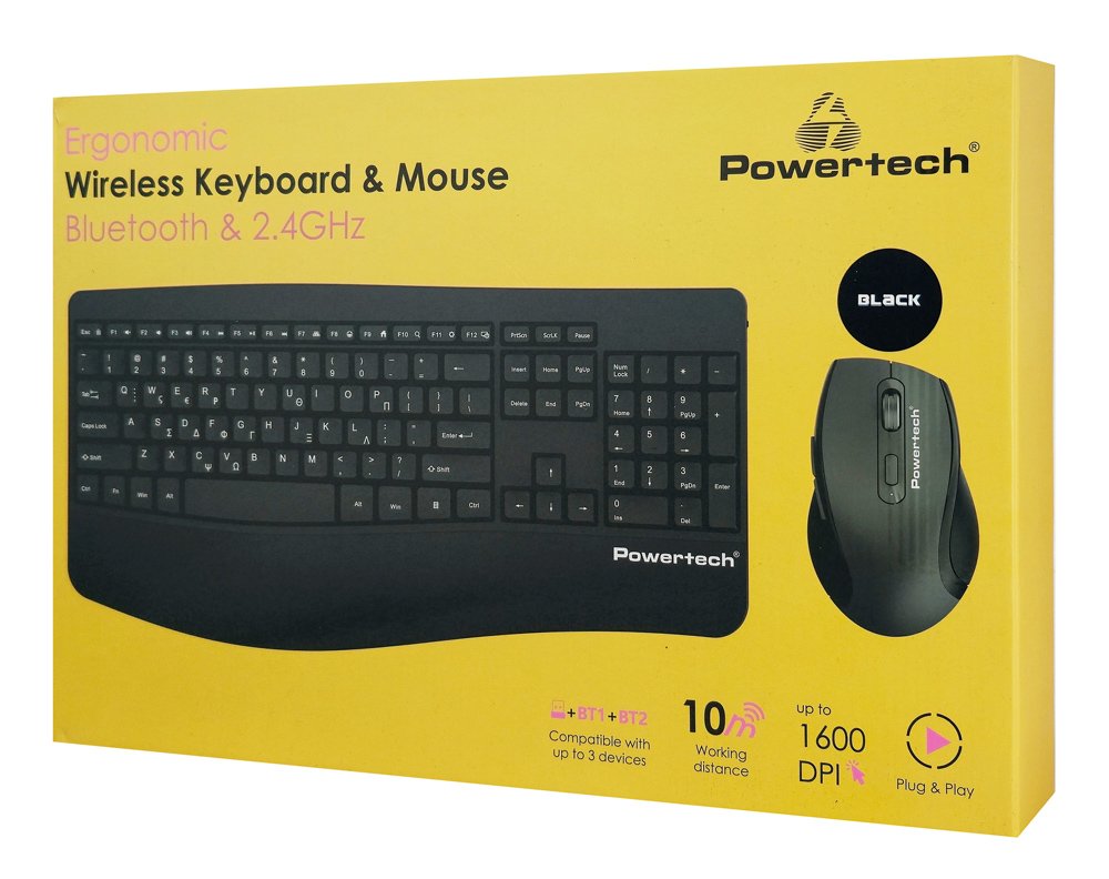 POWERTECH set ποντίκι & πληκτρολόγιο PT-1490, 2.4GHz & Bluetooth, μαύρο - Image 7