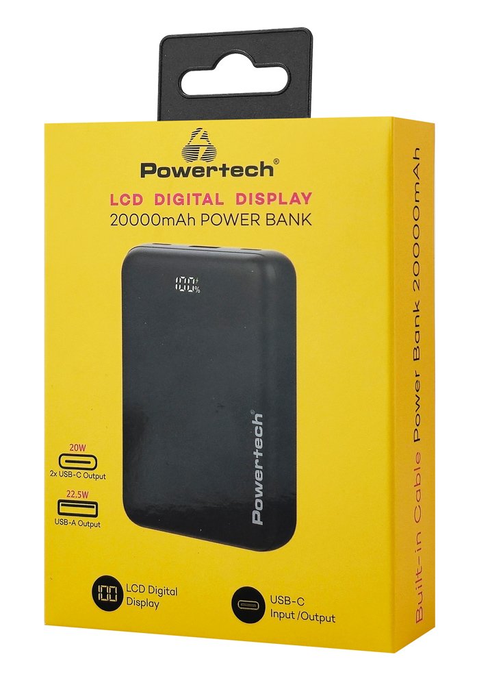 POWERTECH power bank PT-1503 με οθόνη, 20000mah, 22.5W, μαύρο - Image 4