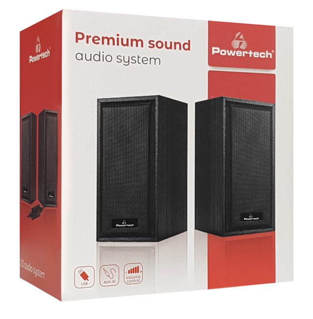 POWERTECH ηχεία Premium sound PT-845 από ξύλο, 2x 3W, 3.5mm, μαύρα - Image 4