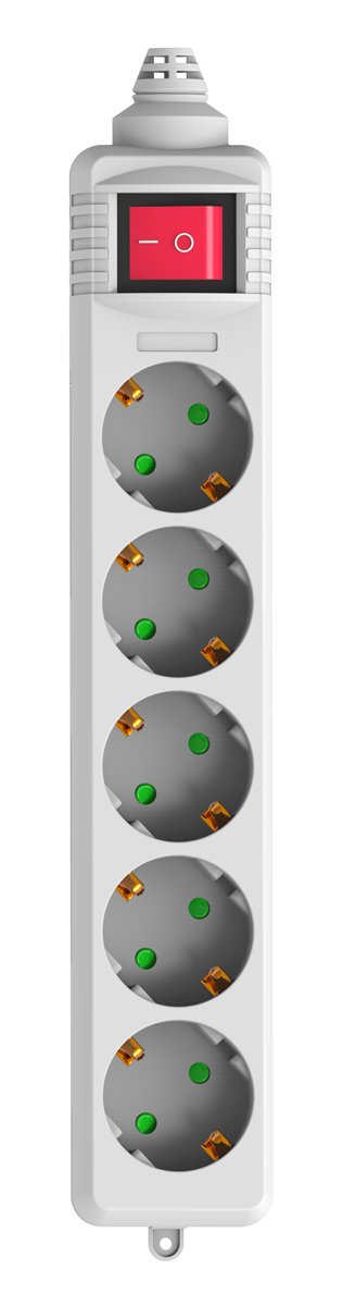 POWERTECH πολύπριζο PT-886, 5x schuko, 16A, χωρίς καλώδιο, λευκό