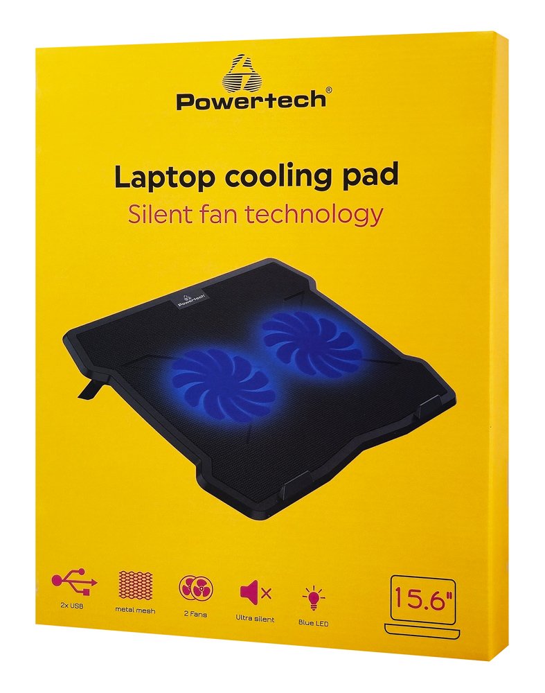 POWERTECH Βάση & ψύξη laptop PT-930, έως 15.6", 2x 125mm fan, LED, μαύρο - Image 5