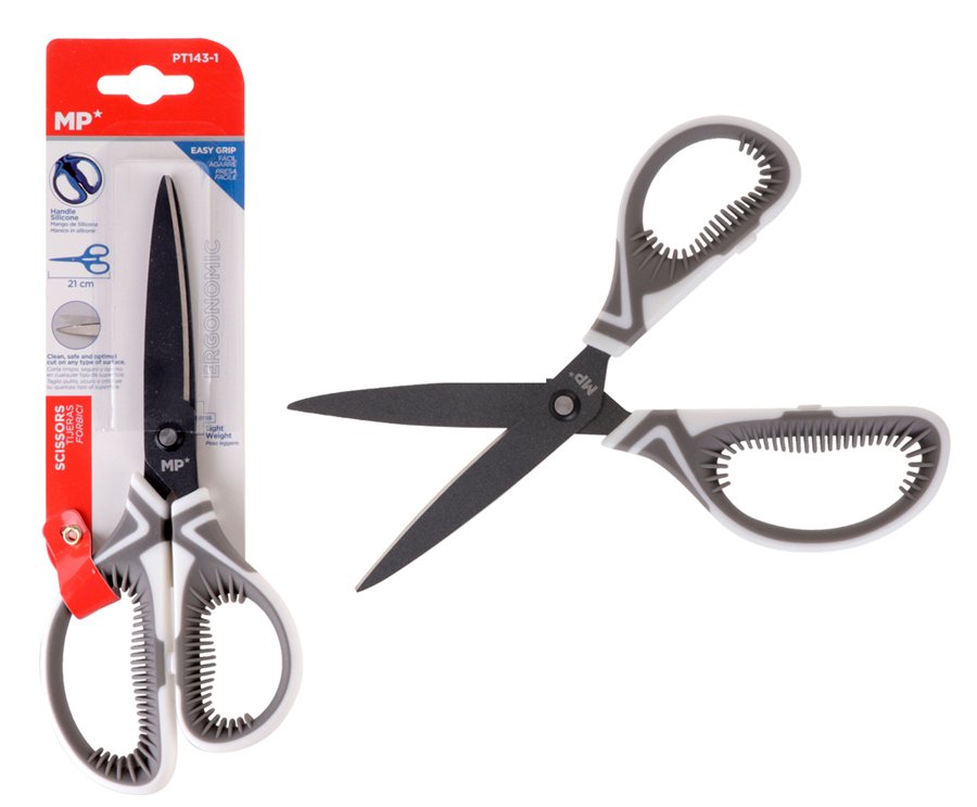 MP ψαλίδι χαρτιού PT143-1, μεταλλική λεπίδα, 21cm, λευκό-γκρι