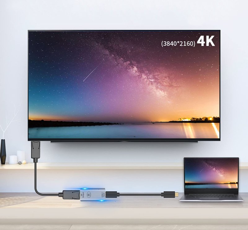 POWERTECH αντάπτορας USB-C σε DisplayPort PTH-097, 4K/60Hz, γκρι - Image 2