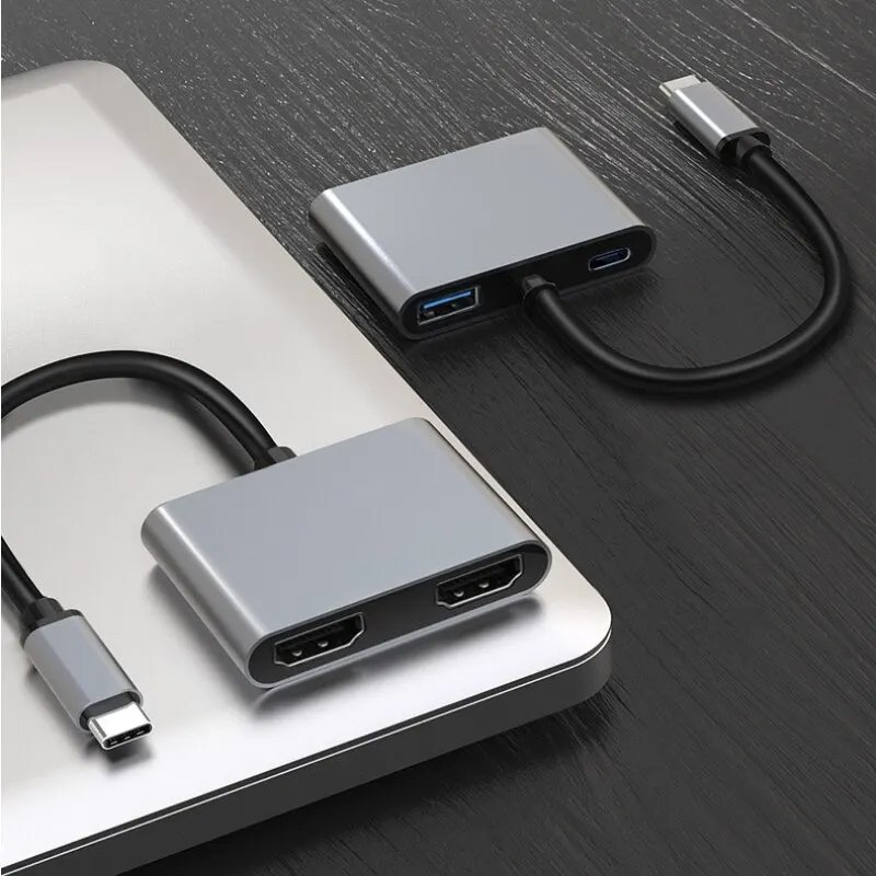 POWERTECH docking station PTH-113, 4 θυρών, USB-C, 4K, 100W, γκρι - Image 3