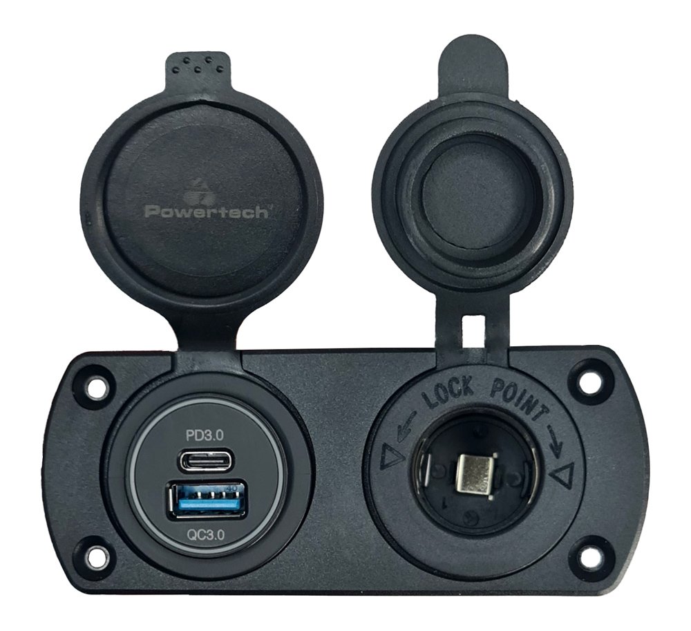 POWERTECH πρίζα 12V για σκάφη & οχήματα PTL-001, USB/USB-C θύρες, IP65