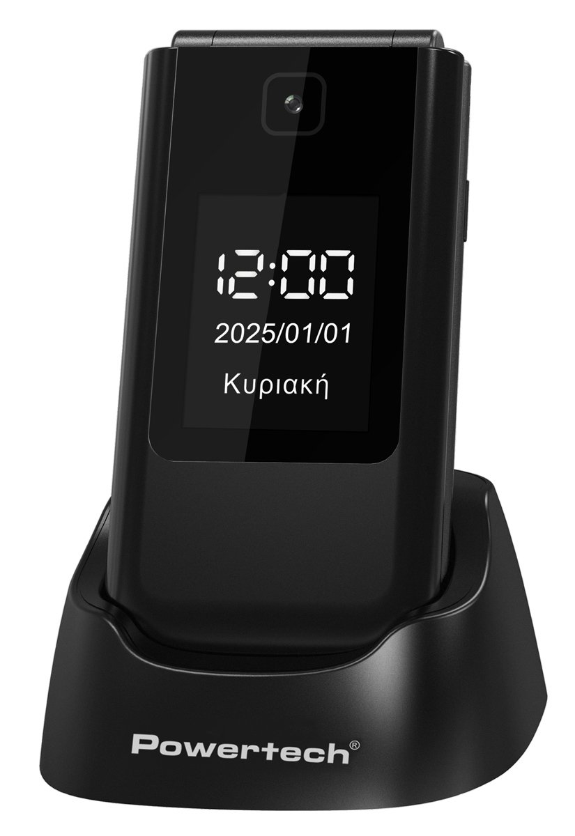POWERTECH κινητό τηλέφωνο Sentry Dual II V2, 2 οθόνες, dual SIM, πλήκτρο SOS, μαύρο - Image 2