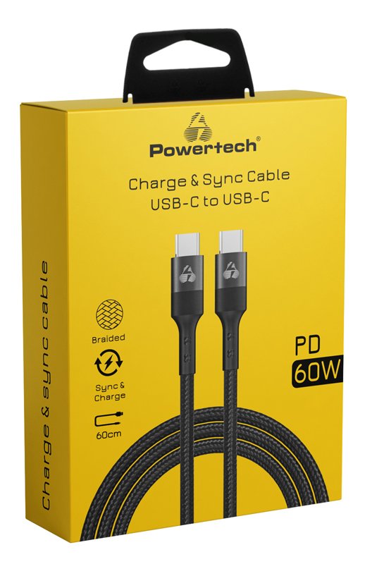 POWERTECH καλώδιο USB-C PTR-0131, PD 60W, copper, 60cm, μαύρο - Image 2