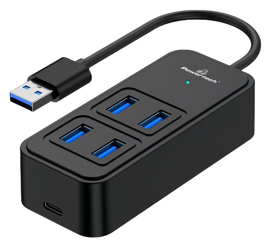 POWERTECH USB 3.2 hub PTR-0153, 4x θυρών, 5Gbps, USB σύνδεση, μαύρο