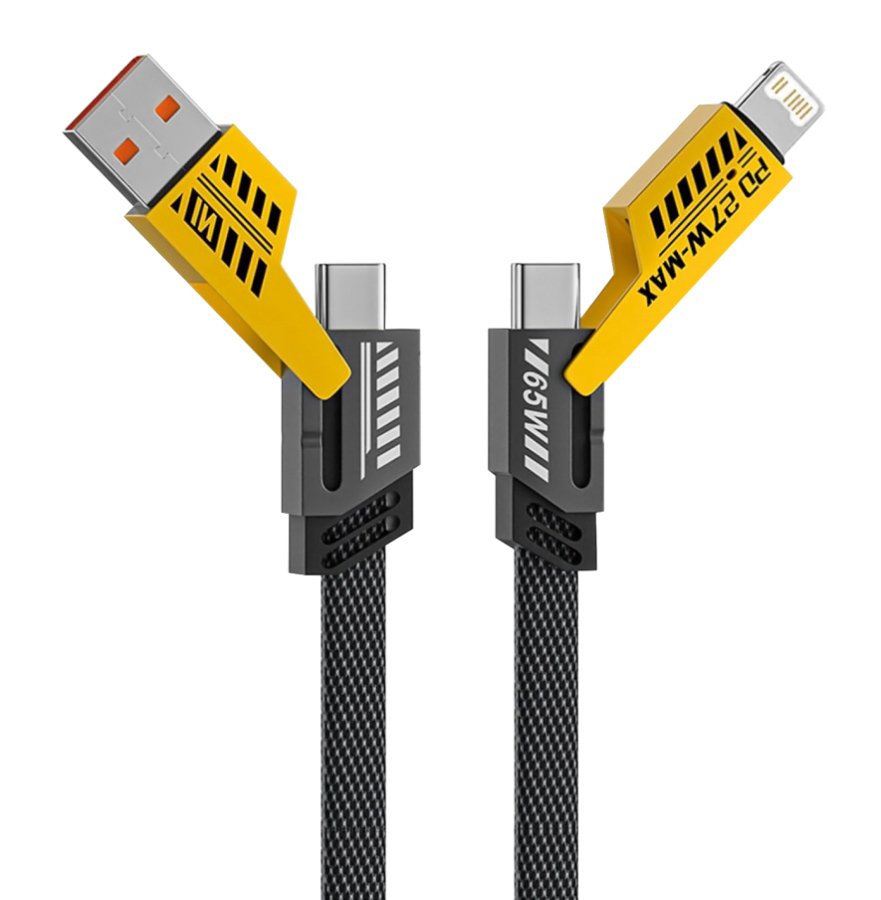 POWERTECH καλώδιο USB-C/USB σε USB-C/Lightning PTR-0164, 65W, 480Mbps, 1m, μαύρο