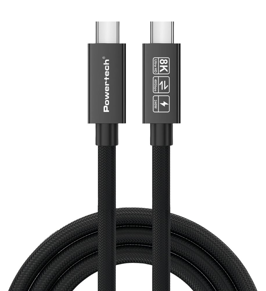 POWERTECH καλώδιο USB-C PTR-0165, USB4, 240W, 40Gbps, 8K/60Hz, 1m, μαύρο