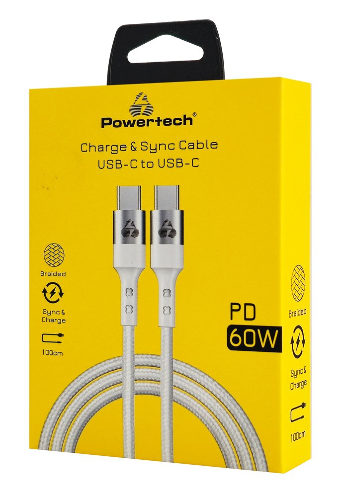 POWERTECH καλώδιο USB-C σε USB-C PTR-0167, PD 60W, copper, 1m, λευκό - Image 2