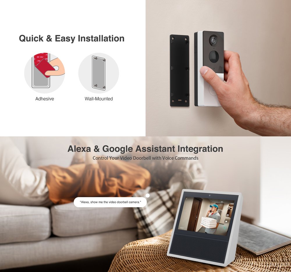 BOTSLAB smart κουδούνι με κάμερα R801, 3MP/2K, WiFi, 5000mAh - Image 6