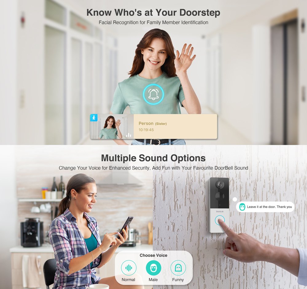 BOTSLAB smart κουδούνι με κάμερα R801, 3MP/2K, WiFi, 5000mAh - Image 7