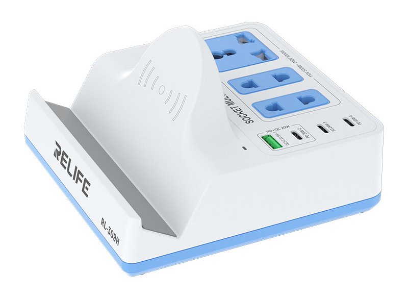 RELIFE σταθμός φόρτισης RL-309H, USB/3x USB-C/3x DC/wireless, 72W, λευκός