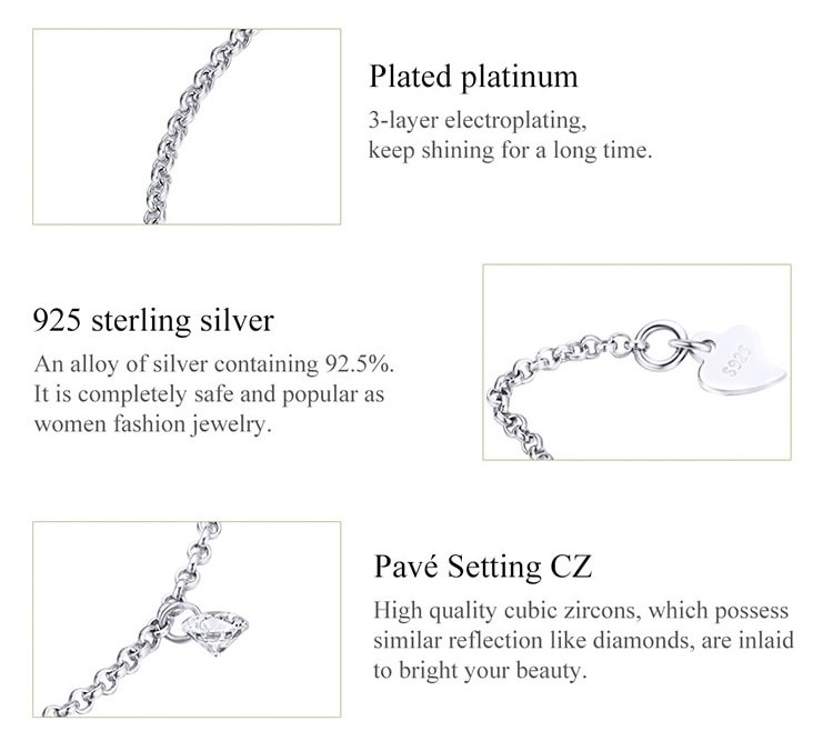 BAMOER βραχιόλι SCB103 με κυβική ζιρκόνια, ασήμι 925, ασημί - Image 4