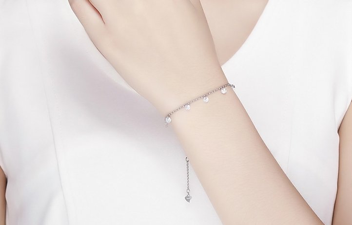 BAMOER βραχιόλι SCB103 με κυβική ζιρκόνια, ασήμι 925, ασημί - Image 2