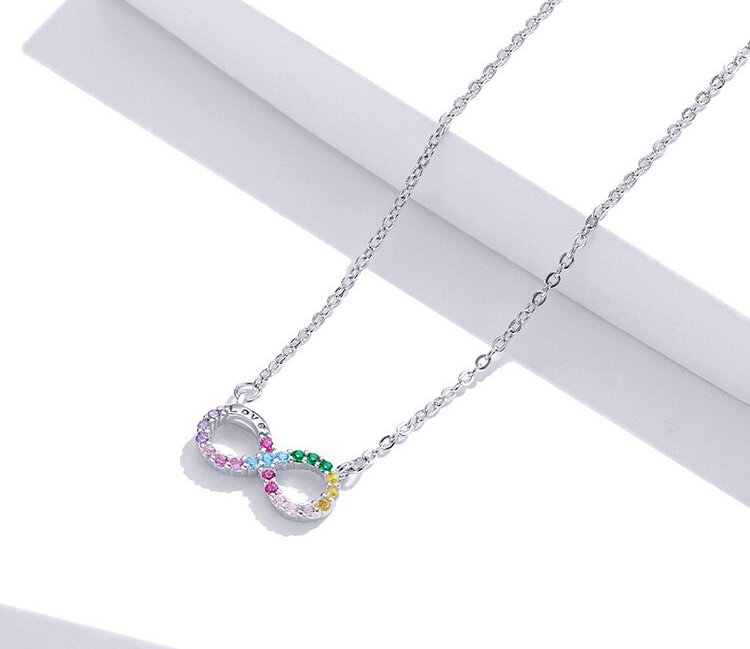 BAMOER κολιέ άπειρο SCN402 με κυβική ζιρκόνια, ασήμι 925, ασημί - Image 3