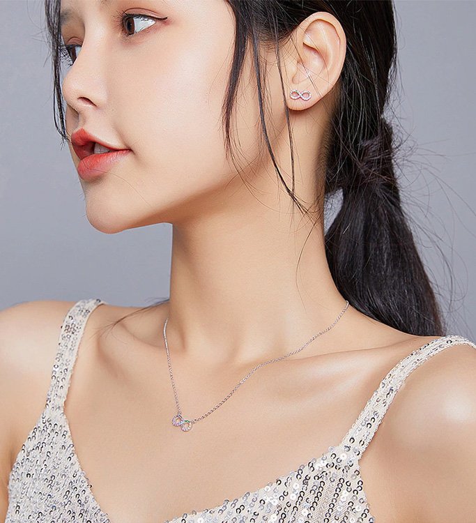 BAMOER κολιέ άπειρο SCN402 με κυβική ζιρκόνια, ασήμι 925, ασημί - Image 5