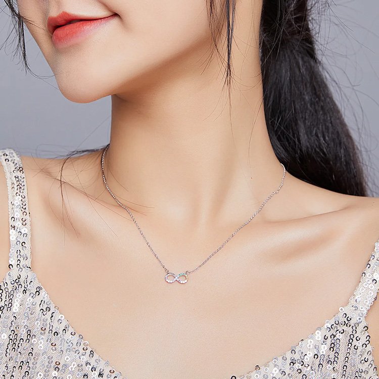 BAMOER κολιέ άπειρο SCN402 με κυβική ζιρκόνια, ασήμι 925, ασημί - Image 2