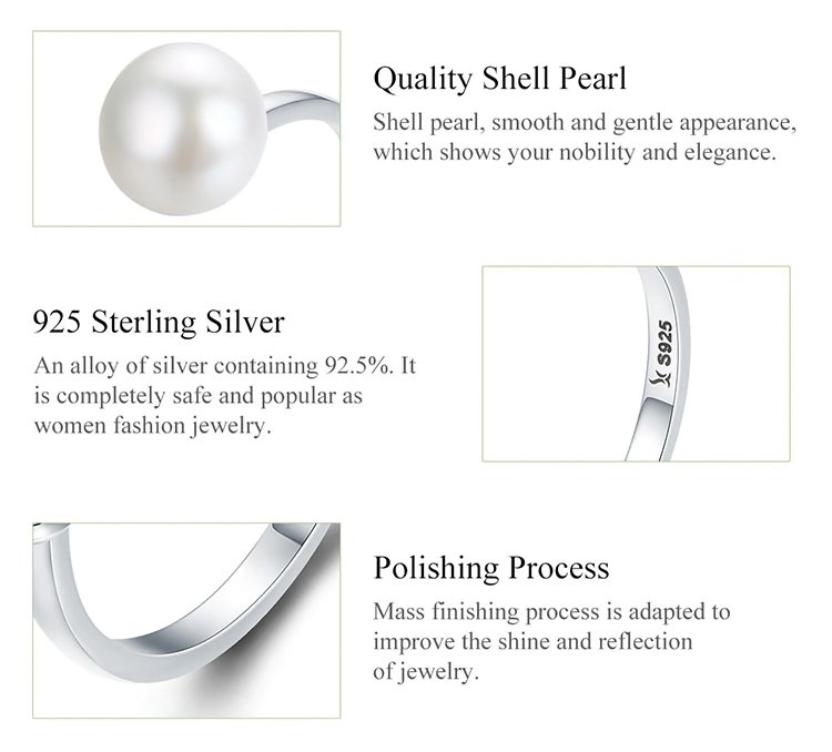 BAMOER δαχτυλίδι SCR192 με λευκές πέρλες, ανοιγόμενο, ασήμι 925, ασημί - Image 4