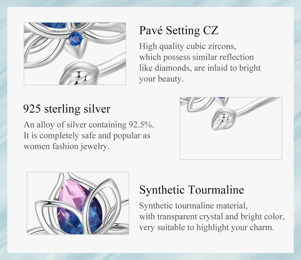 BAMOER δαχτυλίδι SCR984-E με συνθετική τουρμαλίνη, ασήμι 925, ασημί - Image 3