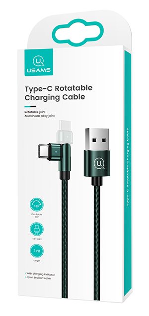 USAMS καλώδιο USB-C σε USB SJ477, περιστρεφόμενο βύσμα, 2A, 1m, πράσινο - Image 3