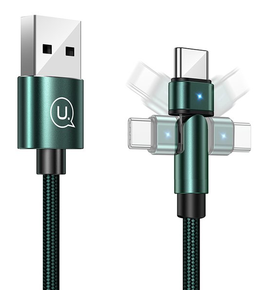 USAMS καλώδιο USB-C σε USB SJ477, περιστρεφόμενο βύσμα, 2A, 1m, πράσινο