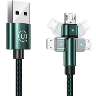 USAMS καλώδιο Micro USB σε USB , περιστρεφόμενο, 2A, 1m, πράσινο 3633