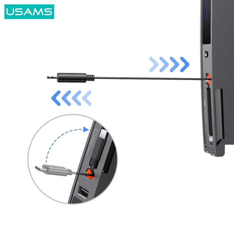 USAMS φορτιστής αυτοκινήτου US-SJ649 για Tesla(3/Y), με 2x καλώδια, USB/USB-C θύρες, 60W, γκρι - Image 4