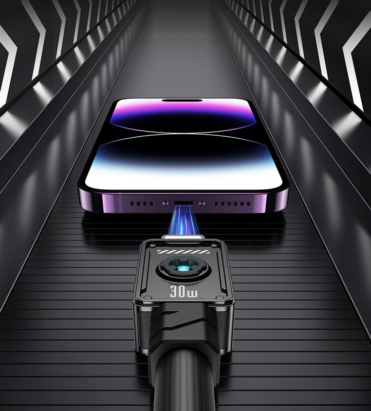 USAMS καλώδιο Lightning σε USB-C US-SJ685, 30W, 480Mbps, 1.2m, μαύρο - Image 2