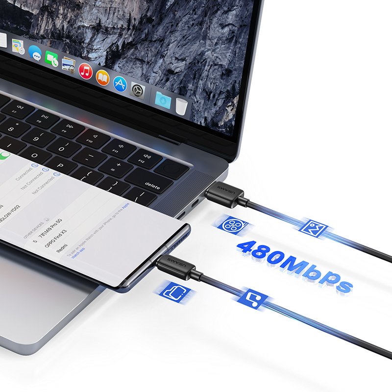 USAMS καλώδιο USB-C σε USB US-SJ688, 3A, 480Mbps, 1m, μαύρο - Image 3