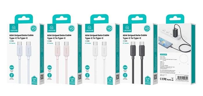 USAMS καλώδιο USB-C σε USB-C US-SJ691, 60W, 480Mbps, 1m, μαύρο - Image 5