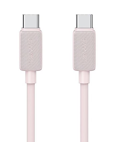 USAMS καλώδιο USB-C σε USB-C US-SJ691, 60W, 480Mbps, 1m, ροζ