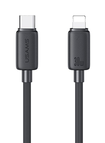 USAMS καλώδιο Lightning σε USB-C US-SJ692, 30W, 480Mbps, 1m, μαύρο