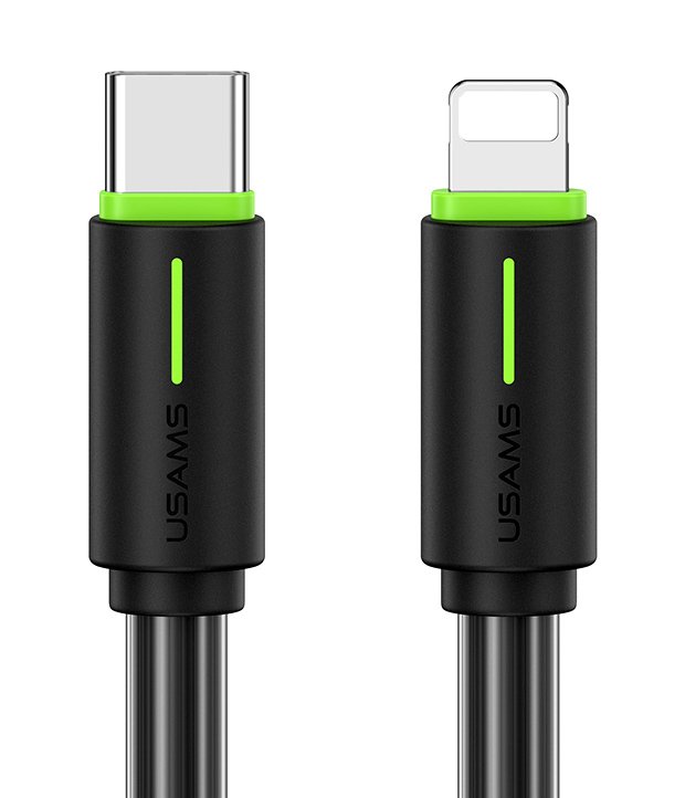 USAMS καλώδιο Lightning σε USB-C US-SJ735, 30W, 480Mbps, 1m, μαύρο