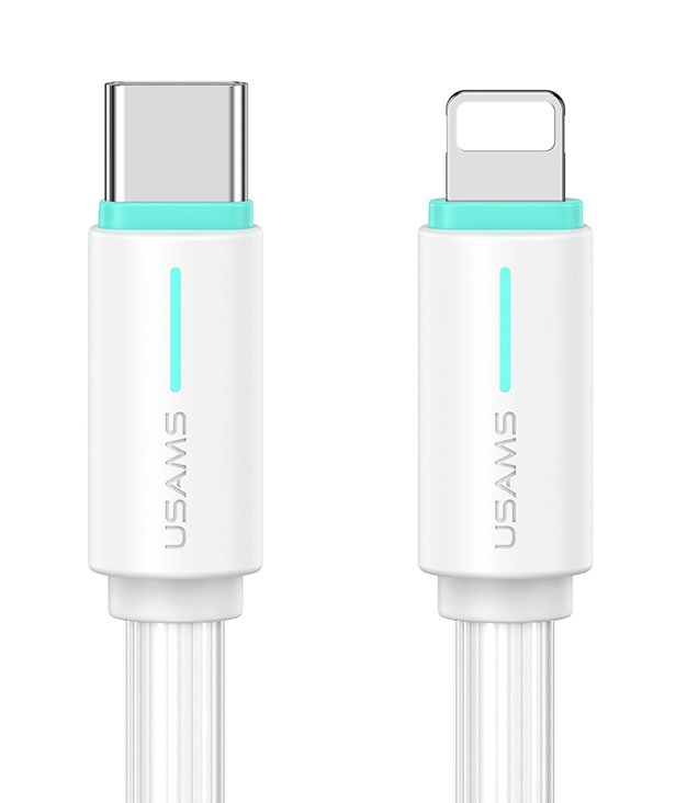 USAMS καλώδιο Lightning σε USB-C US-SJ735, 30W, 480Mbps, 1m, λευκό